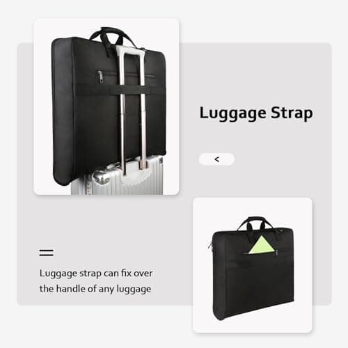 MATEIN Garment Bag for Travel, Large Carry on Garment Bags with Strap for Business, Waterproof Hanging Suit Luggage Bag for Men Women, Wrinkle Free Suitcase Cover for Shirts Dresses Coats, Black 8