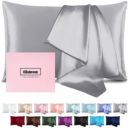 Mulberry Silk Pillow Cases - Soft, Breathable Natural Silk Pillowcase with Zipper - Beauty Sleep - 1 Pack (Standard, Silver Gray)