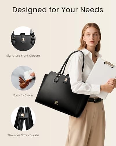 LOVEVOOK Lunch Tote Bag for Women, 2-in-1 Work Tote Bag with Lunch Compartment, Insulated Lunch Bag & 15.6 Inch Laptop Bag for Women, Ideal for Teacher, Nurse and Camping Use, Black 6