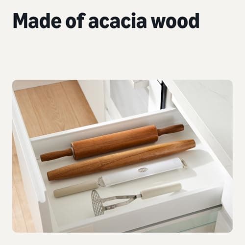 Amazon Basics Wooden French Rolling Pin, 17 in., Acacia Wood, Nonstick 5