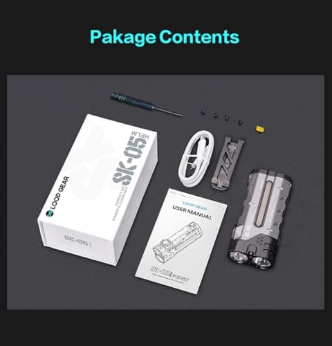 LOOP GEAR SK05Pro Flat LED Flashlight with 8000mAh Power Bank,Sidelight Flashlight Combines Floodlight & Spotlight,4360 High Lumens,Rechargeable,Magnetic Tail,IP68 Perfect for Camping,Outdoor (Grey) 9