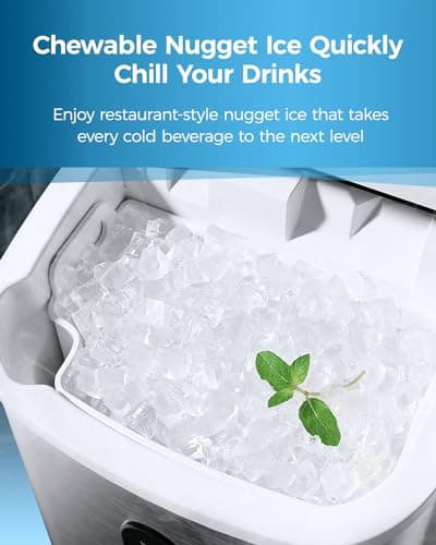 Ice Makers Countertop Nugget Ice Cubes, Portable Ice Maker, Self Cleaning Pebble Ice Machine, 33lbs/24h, Lower Noise, Small Sonic Ice Maker for Home, Kitchen, Office,Like-New 6