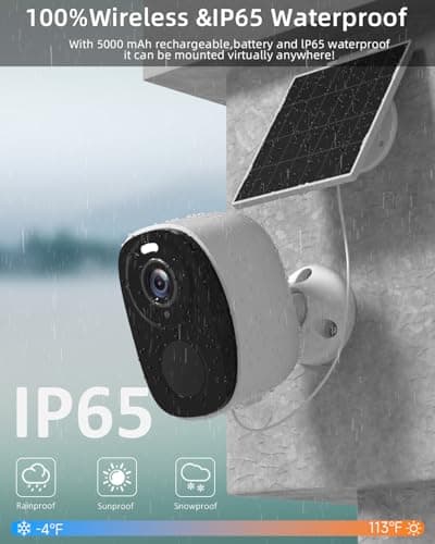 2.4&5ghz WiFi Solar Security Cameras Wireless Outdoor,2K QHD Home Security System, Solar Cameras Kit with 130° Ultra-Wide View, 2-Way Talk, IP65,Color Night Vision, Spotlight & Siren (1, White) 9