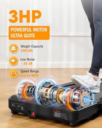 Large Walking Pad with Handle Bar, 17" Widened Running Belt, 15% Incline Treadmill, 4MPH/7.6MPH, 3.0 HP Treadmill with 380lbs Capacity, Remote and App Control 6