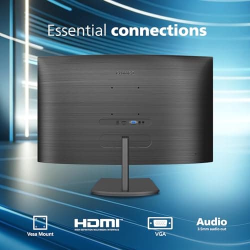 Philips 241E1SCA Curved 24 inch Full HD (1920 x 1080) Monitor, 1500R, HDMI x1, VGA x1, AMD FreeSync, Built-in Speakers, LowBlue Mode, VESA Compatible, 4 Year Advance Replacement Warranty 5
