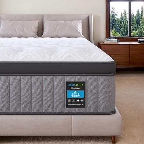 BedStory Firm Queen Mattress 12 Inch - Deep Sleep Hybrid Mattresses Pain Relief - 7-Zone Contouring Spring Bed in a Box, Extra Lumbar Support - 365-Night Trial, Fiberglass-Free, CertiPUR-US Certified