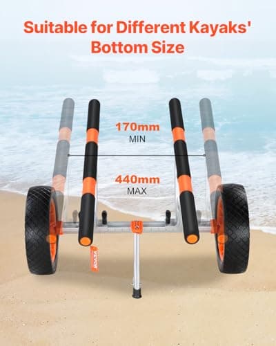 VEVOR Kayak Cart, Heavy Duty 450 LBS Load Capacity Kayak Trailer, Detachable Canoe Trolley Cart with Adjustable Width & Nonslip Support Foot, 12'' Solid Tires for Kayaks Canoes Float Mats Paddleboards 5