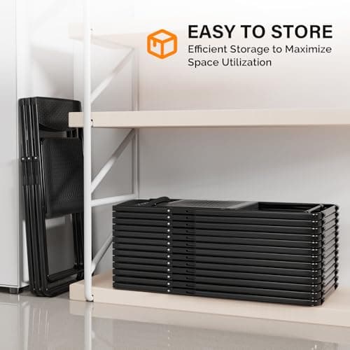 VINGLI Plastic Folding Chairs, Comfortable Foldable Chair with Breathable Mesh Seat and Sturdy Metal Frame 350lbs Capacity for Indoor and Outdoor Use, Party, Event, Office, Dining, Black, 6 Pack 5