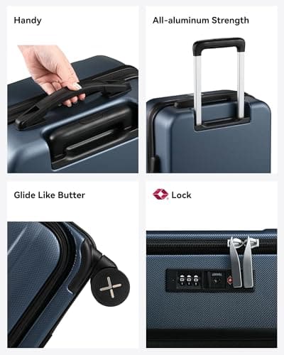 LUGGEX Carry On Luggage with Front Opening, Expandable Polycarbonate Hard Shell Suitcase with Wheels (Blue, 20 Inch, 27.2L) 8
