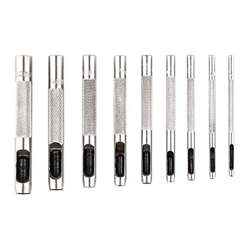 Spurtar 9 PCS Leather Hollow Round Hole Punch 3/32''-25/64'' Carbon Steel Heavy Duty Leather Hole Punch Set for Vinyl Gasket Watch Belt Canvas with Storage Bag 6