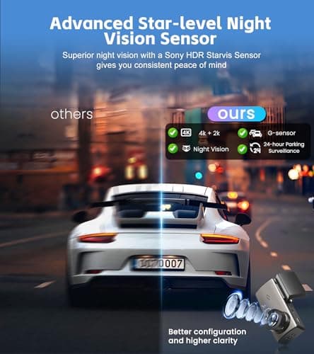 4K+2K Dash Cam Front and Rear,Dash Camera for Cars,Built-in 64G Card,5G WiFi APP Control,HDR Night Vision,24H Parking Mode,Loop Recording,Support 512GB Max(4k+2k) 6