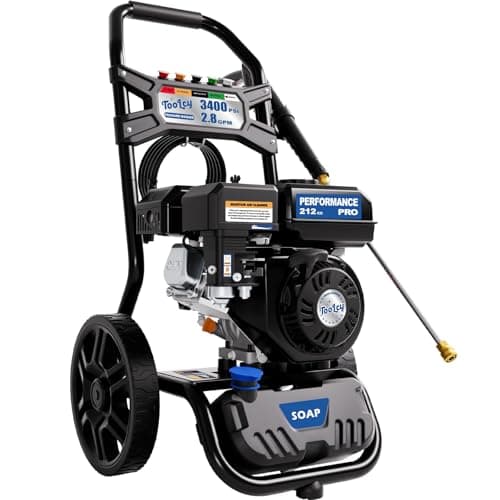 TOOLCY Gas Pressure Washer 3400 PSI 2.8 GPM, 212cc Engine Gas Powered Washer with Enhanced Pump, 30FT Pressure Washer Hose, Soap Tank, Pressure Gun & 5 Tips for Cars/Driveways/Homes/Patios 9