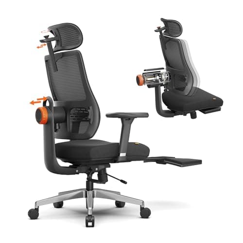 Newtral Ergonomic Office Chair - Home Office Desk Chair with Adaptive Lumbar Support, with Footrest, 4D Armrest, Adjustable Seat Depth & Height