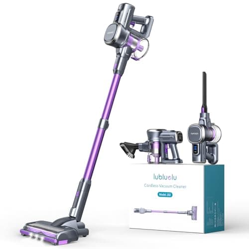 Lubluelu Cordless Vacuum Cleaner, Max 50 Mins Runtime, Stick Vacuum with Touch Screen,Lightweight Vacuum for Carpet, Home Hardwood Floor and Pet Hair-Purple