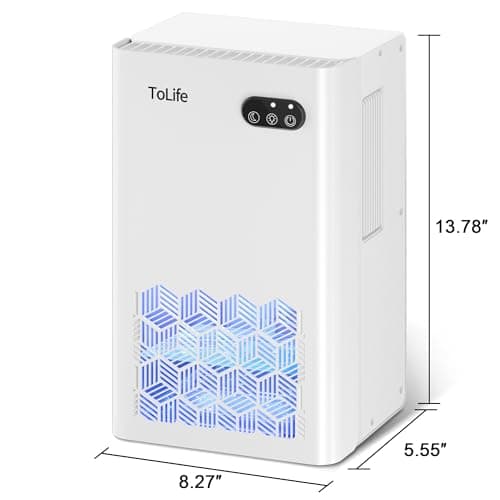 ToLife Dehumidifiers for Home 95 OZ Water Tank, 1000 sq.ft Dehumidifier for Basement Bedroom Bathroom with Auto Shut Off 7 Colors LED Light,White 8