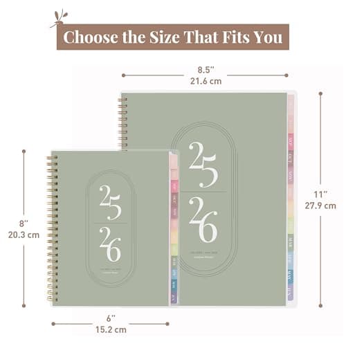 Rileys Academic Planner 2025-2026, Daily, Weekly & Monthly Planner, July 2025 - June 2026, Student Notes Pages, Twin-Wire Binding, Weekly Agenda for School & Work (8 x 6-Inches, Green) 6