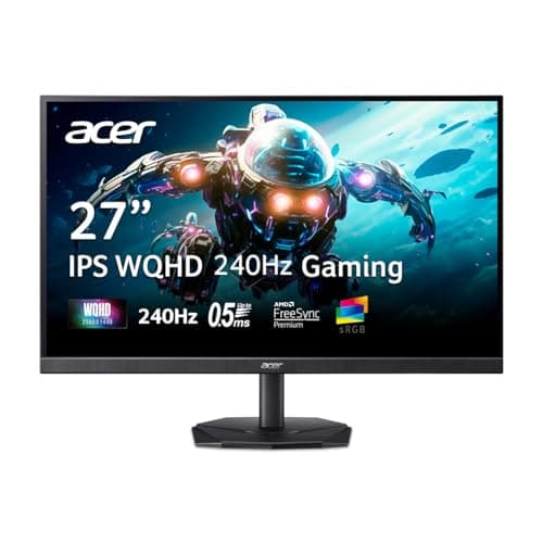 Acer Nitro 27 Inch WQHD 2560 x 1440 ZeroFrame Design IPS Gaming Monitor | AMD FreeSync Premium | Up to 240Hz Refresh | Up to 0.5ms | One Display Port 1.2 and Two HDMI 2.0 Ports | KG271U W3bmiipx