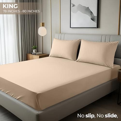 Utopia Bedding King Fitted Sheet - Bottom Sheet - Deep Pocket - Soft Microfiber - Shrinkage and Fade Resistant - Easy Care -1 Fitted Sheet Only (Beige) 2