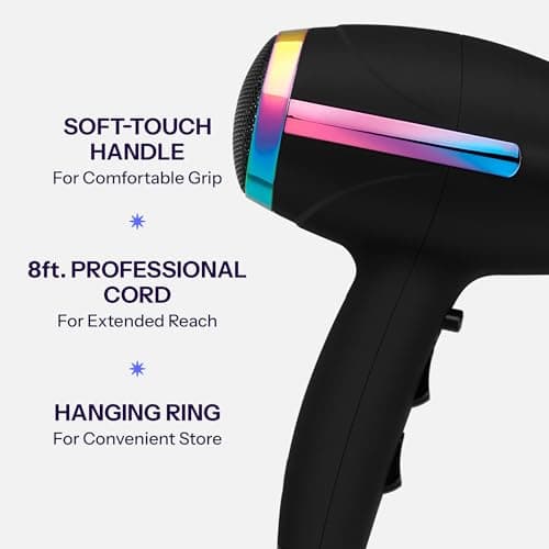 HOT TOOLS Professional Ceramic Rainbow Hair Dryer - Fast Drying Blow Dryer with Quiet Operation and Ion Technology for Long-Lasting and Shinier Hair - 1875 Watts 6