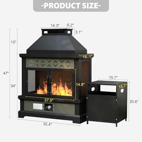 ‌Yokayoay Outdoor Propane Fireplace, 35" 50000 BTU Patio Gas Fire Pit Propane with Rain Cover, CSA Certified, Adjustable Flame for Deck, Backyard, Garden, Balcony 6