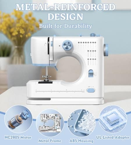 SEDNEE Sewing Machine for Beginners with 16 Built-in Stitches, Small Sewing Machine with Accessory Kit, 2-Speed, Foot Pedal & Storage Drawer, Portable Full-Feature Design for Home DIY (Blue) 6