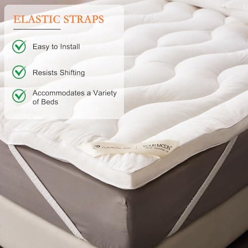 Wool Filling Mattress Topper Queen Size, 2 Inch Extra Soft Mattress Pad, Bed Mattress Pad with Cotton Cover (White,60" x 80") 8