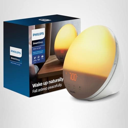 Philips SmartSleep Wake-up Light, Colored Sunrise and Sunset Simulation, 5 Natural Sounds, FM Radio & Reading Lamp, Tap Snooze, HF3520/60 9