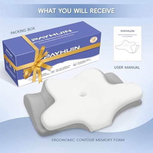 PAYHUIN Cervical Neck Pillow Neck Support Pillow for Side Sleepers White 9