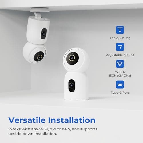 IMILAB C30 Dual 3K+3K Indoor Security Camera, 360° Pan Tilt Pet/Baby/Kid Camera, Room Cam w/Human & Pet Tracking, Smoke Detection, Color Night Vision, 5G WiFi Plug-in Cam, Wall Mount, No Monthly Fee 6