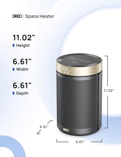 DREO Space Heater, Portable Electric Heaters for Indoor Use with Thermostat and Remote, 2024 Upgraded, Digital Display, 12H Timer, 5 Mode, 1500W PTC Ceramic Fast Safety Heat for Office Bedroom Home 8