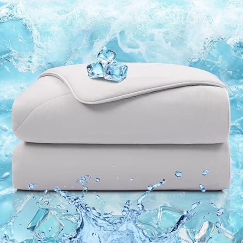 TEXARTIST Cooling Comforter Queen Size, Cooling Blanket for Hot Sleepers, Cold Blanket Summer Lightweight Breathable Soft Comforter to Stay Ice Cool for Night Sweats, Machine Washable, Grey(90"x90")
