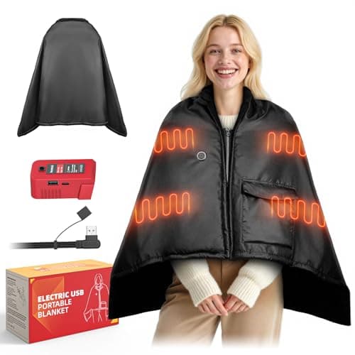 Cordless Heated Blanket Compatible with Milwaukee Battery,5S Rapid Heating,Waterproof Portable,60"x 35.5",3 Heating adjustable Electric Wearable Heated Shawl for Home,Office,Travel,Camping(NO Battery)