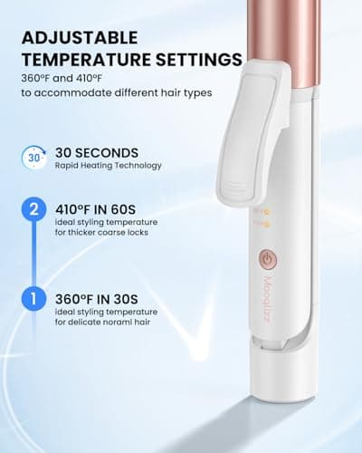 Mooqlizz Dual Voltage Curling Iron, Mini Travel Size Curling Iron for European, 1 1/4 Inch Ceramic Plates Hair Straightener with Adjustable Temperature, European Plug Included 5
