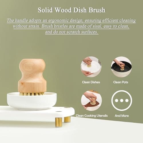 MOMEEMO Gold Soap Dispenser Set Comes with Stainless Steel Pumps, Instant Dry Tray, and Dish Scrub Brush, Suitable for Kitchen Decor and Accessories. (Gold) 6