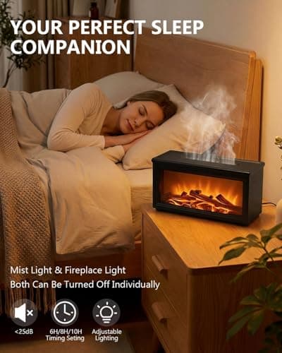 Essential Oil Diffuser, 7-Color Fireplace Fire Flame Aromatherapy Humidifier, 280ml Ultrasonic Aroma Diffuser Valentine's Day Gift with Time Sets and Remote Control for Bedroom Home Yoga Office 5