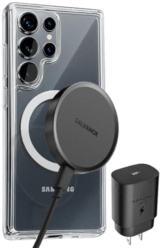 Galvanox Magnetic Charger for Samsung Galaxy Phones, Fast Wireless Charging with Wall Adapter and 6Ft Cable (S25 Ultra, Plus/ S24 Ultra) Compatible with MagSafe, Black 7