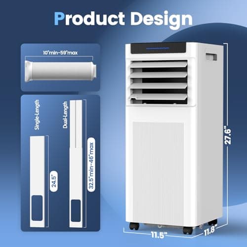 Portable Air Conditioners, 10000 BTU Portable AC up to 450 Sq.Ft, 3 in 1 AC Unit with Cool, Dehumidifier & Fan Modes, Remote Control & 24H Timer, AC Unit for Bedrooms, Living Rooms & Apartments 7