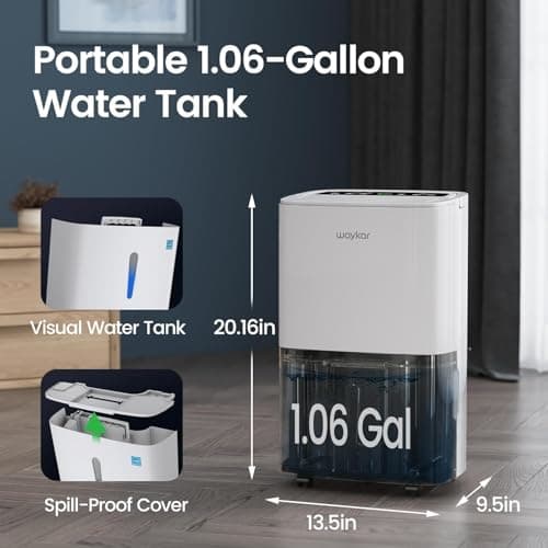Waykar 120 Pints 2025 Energy Star Home Dehumidifier for Spaces up to 6,000 Sq. Ft, Ideal for Basement, Bathroom and Large Room with Drain Hose, Portable, Auto Defrost and Self-Drying 8