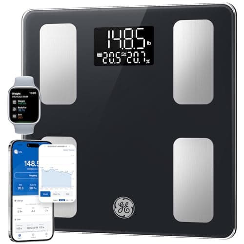 GE Smart Scale for Body Weight and Fat, Digital Bathroom Scales with LED Display BMI Body Fat - Bluetooth 13 Body Composition Monitor for Muscle Mass People with App, Accurate 400lb Weighing