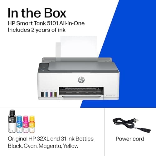 HP Smart Tank 5101 Wireless All-in-One Refillable Printer, Scanner, Copier with 2 years of Ink included, Wireless printer-for-home use an EcoTank Alternative (1F3Y0A) 10
