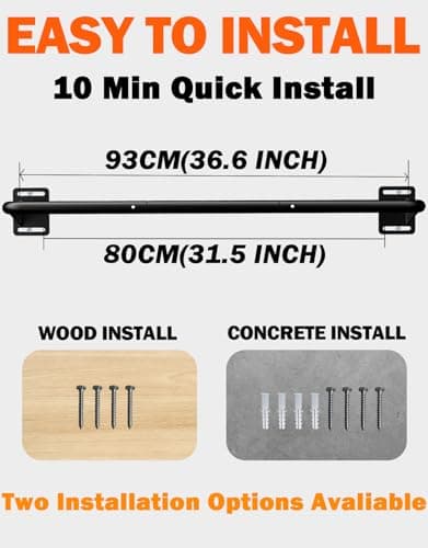 Fitarc Heavy Duty Wall Mount Pull Up Bar, Joist Mount Chin Up Bar for Doorway, Steel Construction, Home Gym Equipment, Fits 32”-36” Wall Studs 7