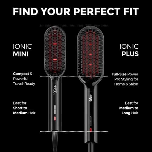 TYMO Hair Straightener Brush - Upgraded Ionic Plus Straightening Brush with Dense Bristles, 16 Temps, Dual Voltage | Ceramic Hot Comb for Women | Flat Iron for Thick Curly Hair, Black 7