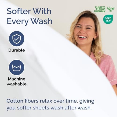 Queen 400 Thread Count Cotton Fitted Sheet - Hotel Quality 100% Cotton - Soft and Wrinkle Free - Deep Pockets - Fits Mattress Perfectly with No Pop-Off Elastic - One Fitted Bottom Sheet Only - White 5