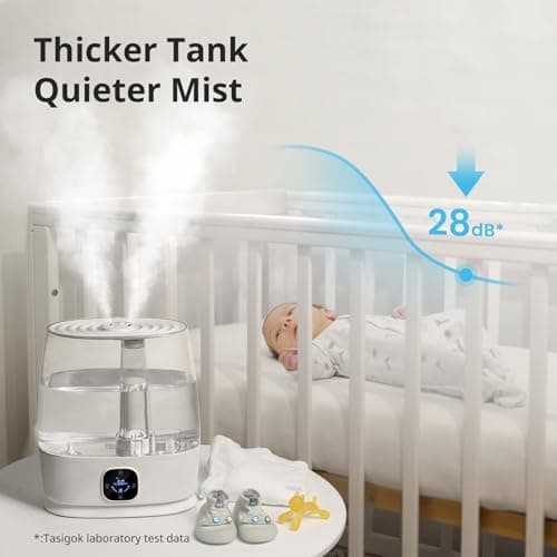 TASIGOK Humidifiers for Bedroom Home, 6L Cool and Warm Mist Air Humidifier for Large Room Baby Nursery, 50H Easy Clean and Top Fill, Quiet with Ultrasonic, Essential Oils, Auto Mode, for House, Plants 5