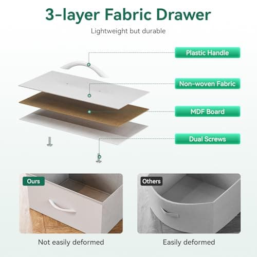 KKL White Dresser for Bedroom with Light Strip & Power Outlet — 8 Drawers Dressers & Chest of Drawers with Shelf, Wood Top, Metal Frame, Wide Dressers for Girls Bedroom, Living Room, Hallway, Closet 7