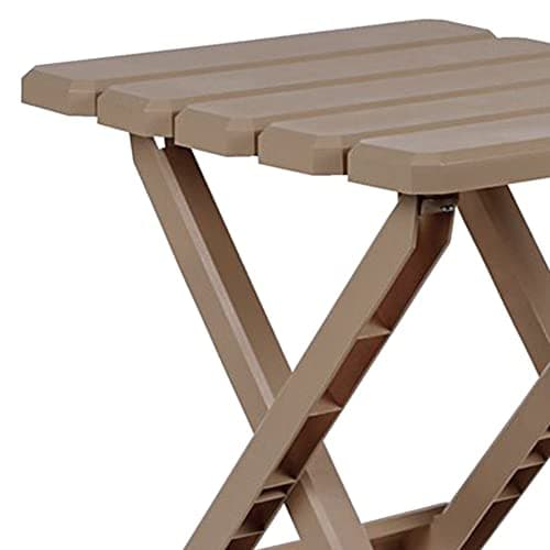 Camco Adirondack Portable Outdoor Camping Small Weatherproof Rustproof Durable Plastic Folding Side Table for Indoor and Outdoor Use, 2 Pack, Taupe 9