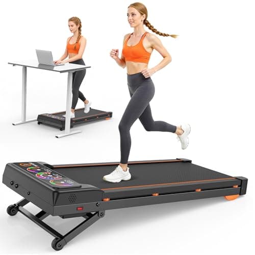 Walking Pad Treadmill with 15% 12-Level Auto Incline, 450 lbs Capacity UI Screen, Trisomy 3.5HP Quiet Under Desk Treadmill with Speaker & Remote, Compact Treadmills for Home Hiking