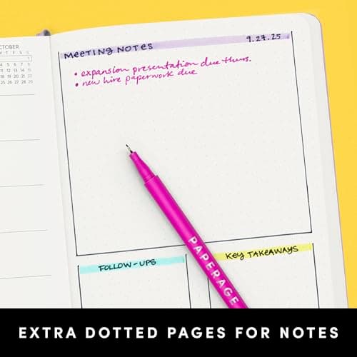 PAPERAGE 2025 Weekly & Monthly Hardcover Planner (Black), 12 Month (January 2025 - December 2025), 5.7 in x 8 in, Weekly & Monthly Spreads, Includes Additional Note Pages, Back Pocket & Trackers 6
