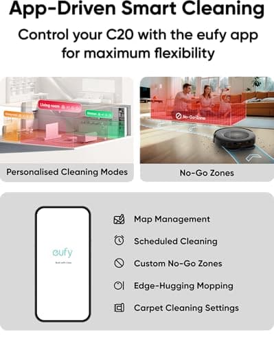 eufy Omni C20 Robot Vacuum and Mop Combo, All-in-One Station, Auto Mop Washing and Auto Drying for Hands-Free Cleaning, 7000 Pa Powerful Suction, Self Emptying, 3.35-Inch 7