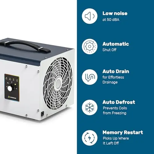 ARGENDON Dehumidifier for Crawlspace Basement, Commercial Dehumidifier with Drain Hose 70 PPD, Compact, Ideal for Water Damage Storage Up to 1000 Sq Ft, 5-Year Limited Warranty 6